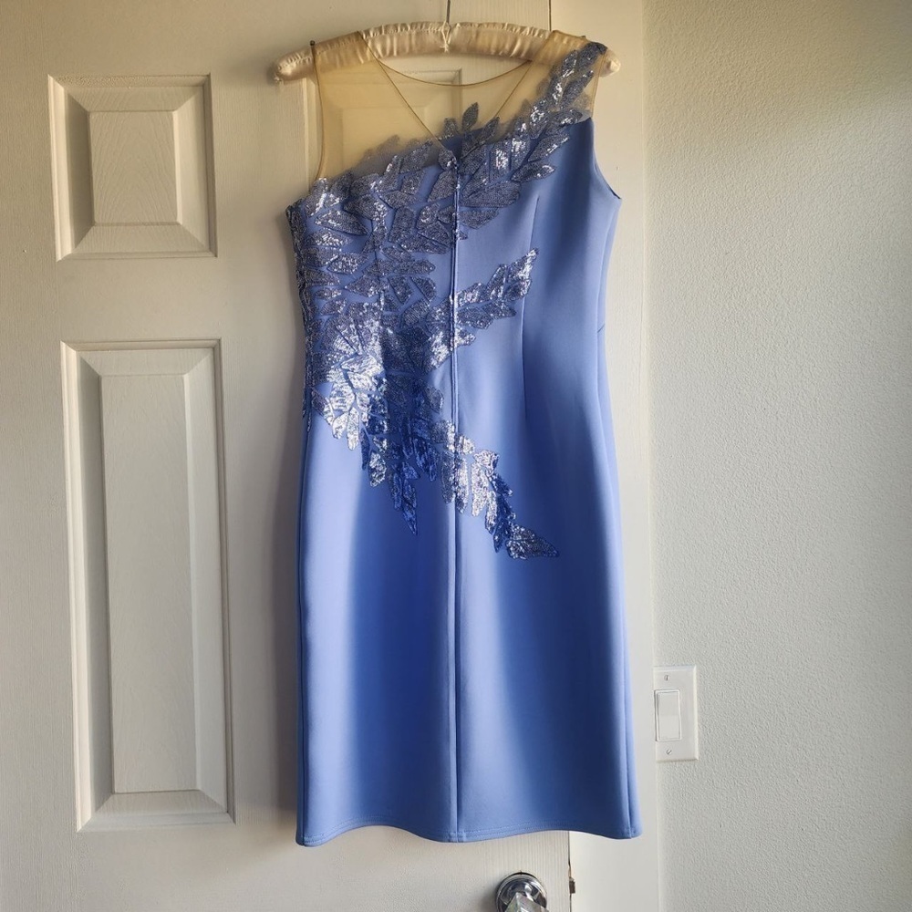 NEW Tadashi shoji blue midi dress Size PL - Picture 4 of 8